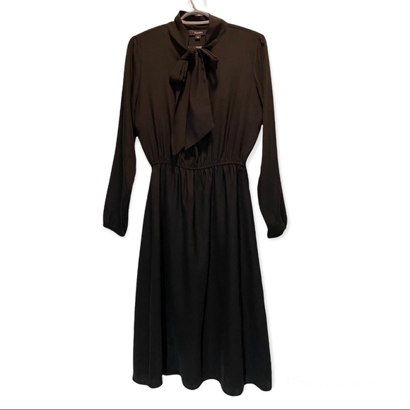 SOLIKA Long Sleeves Neck Tie Black Dress size XS - Picture 2 of 6